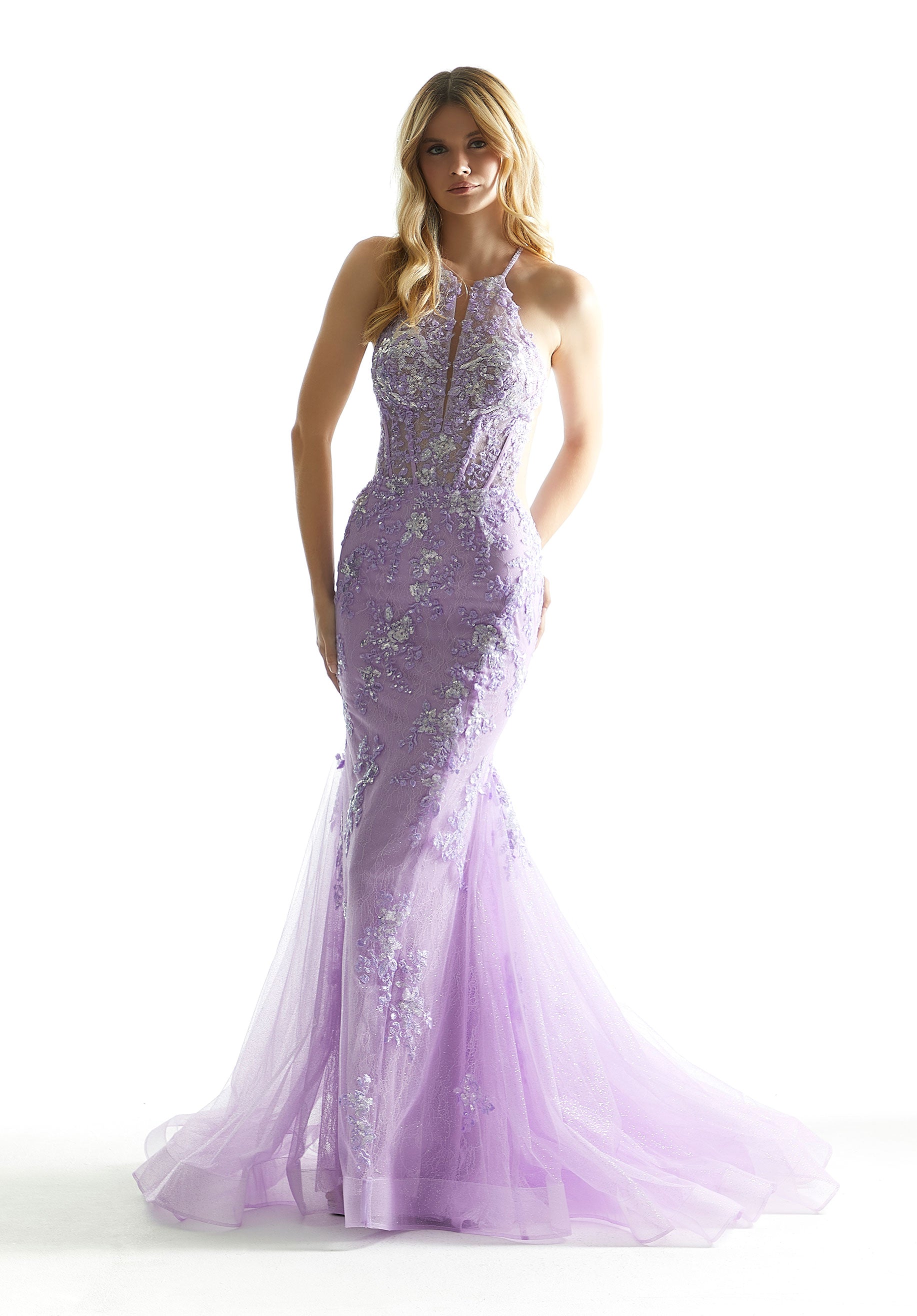 Prom Dresses Long Formal Lace Mermaid Prom Dress Lilac