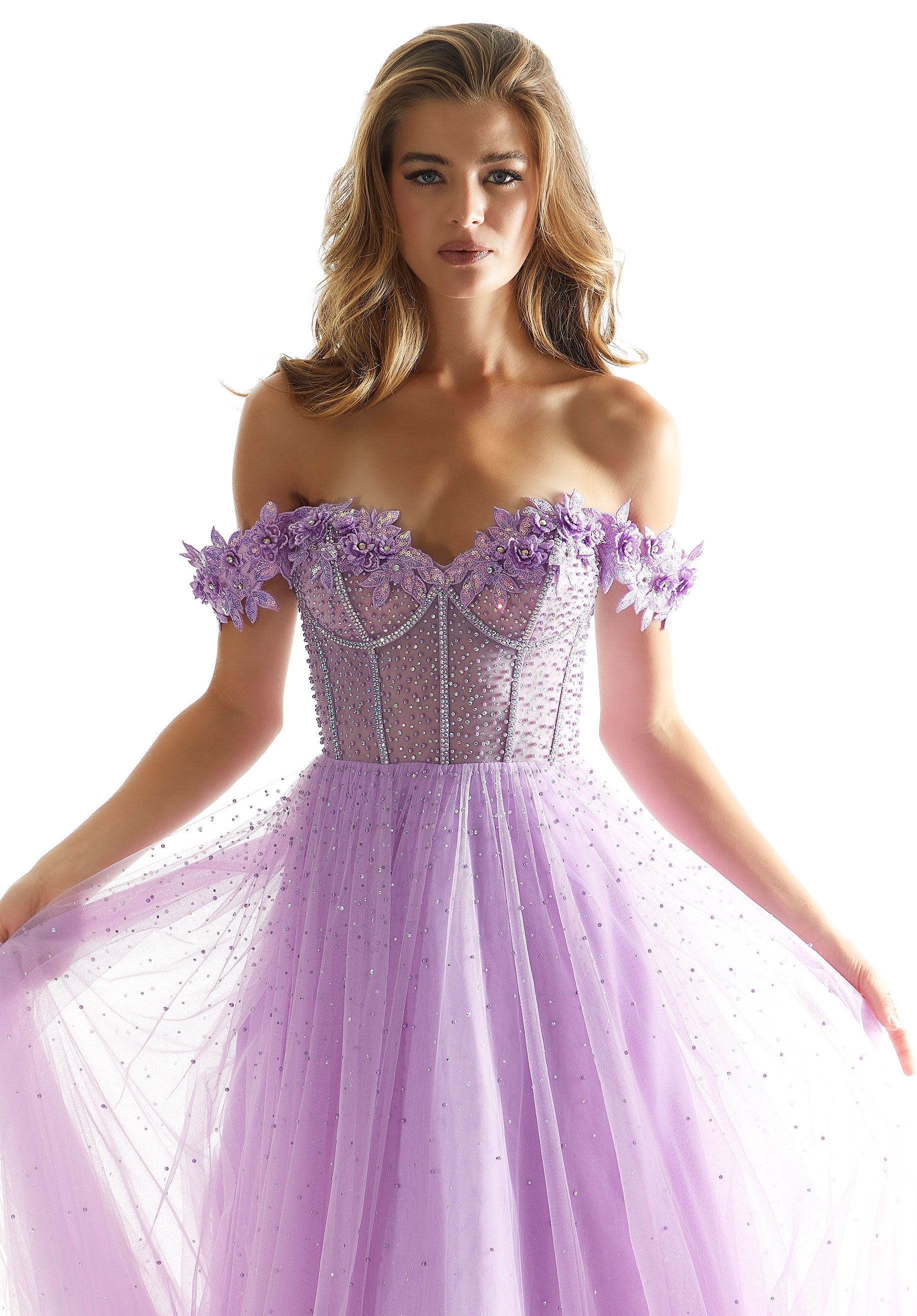 Prom Dresses Beaded Formal A Line Long Prom Dress Purple