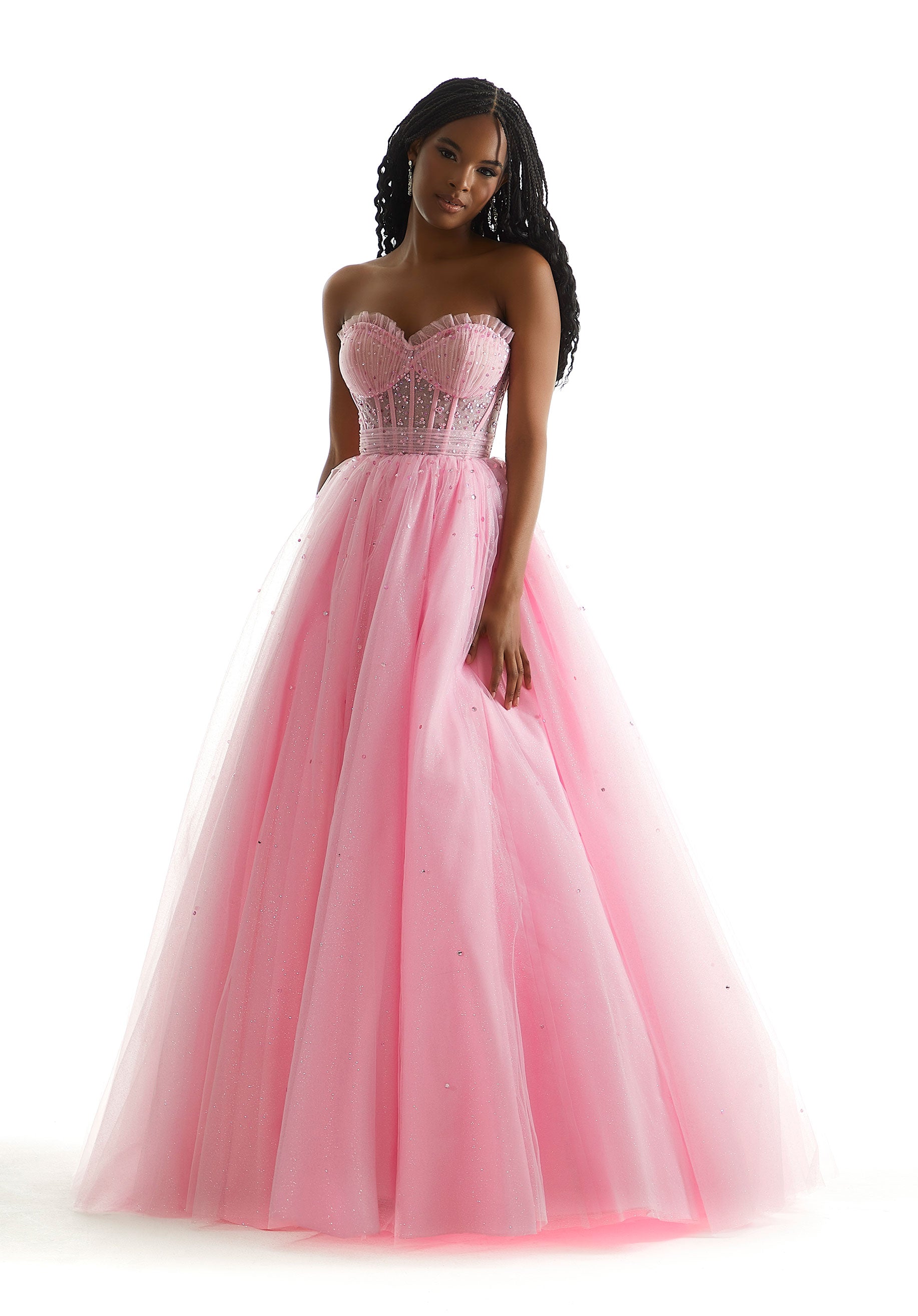 Prom Dresses Beaded Long Ball Gown Formal Prom Dress Pucker Up Pink/Bubble