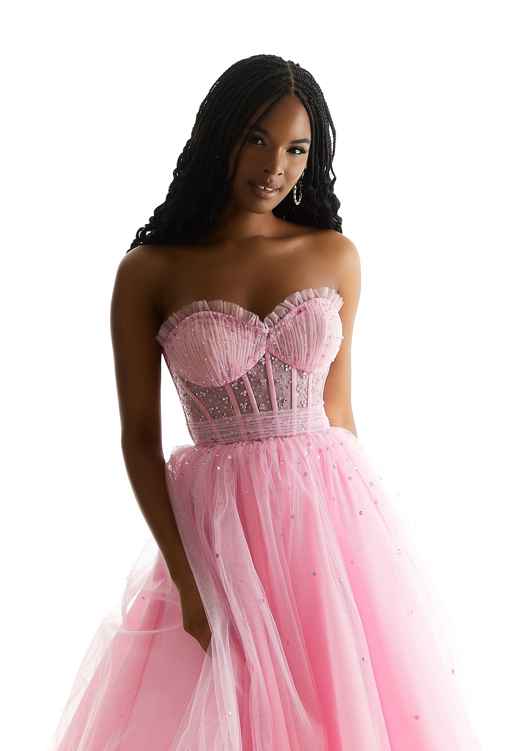 Prom Dresses Beaded Long Ball Gown Formal Prom Dress Pucker Up Pink/Bubble