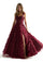 Prom Dresses Long Formal A Line Floral Applique Prom Dress Wine