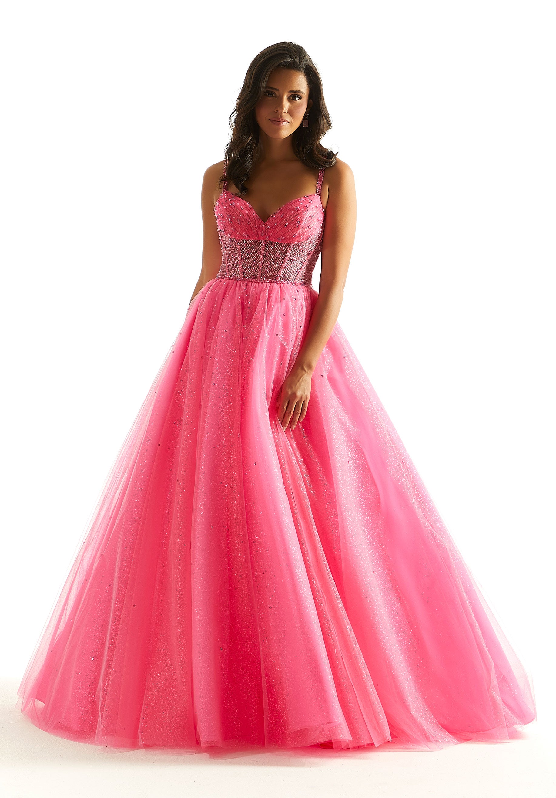 Prom Dresses Long Ball Gown Glitter Corset Prom Dress Pink Panther