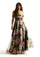 Prom Dresses Long Formal Floral Print Prom Dress Black/Rose