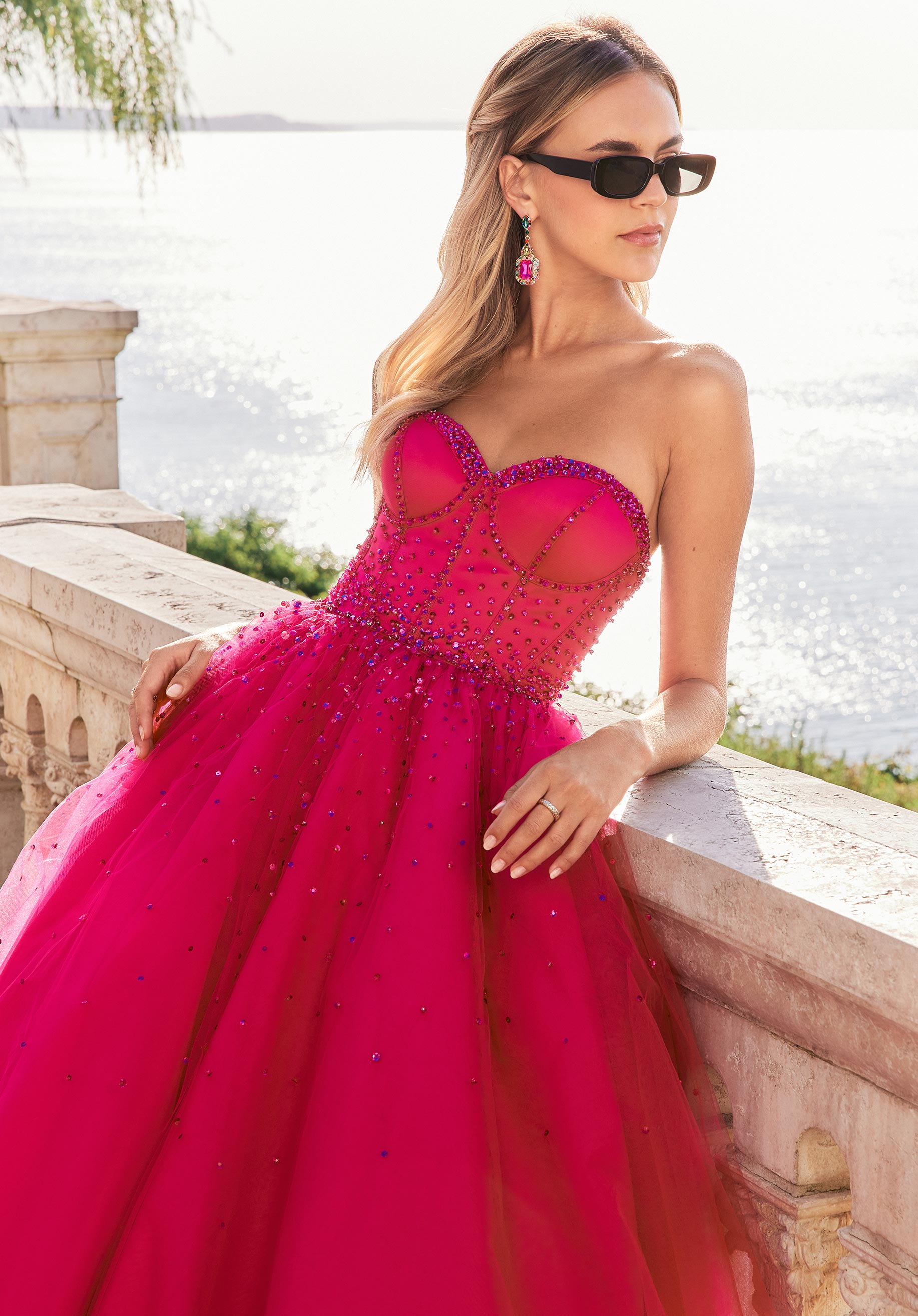 Cocktail Dresses Ball Gown Long Sequin Prom Dress New Fuchsia
