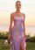Prom Dresses Long Prom Ruffle Slit Formal Dress Light Purple