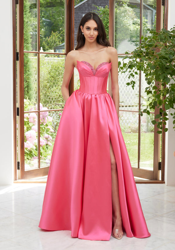 Morilee Prom 49107 Long Ball Gown Formal Slit Prom Dress