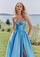Prom Dresses Long Ball Gown Formal Slit Prom Dress Light Blue