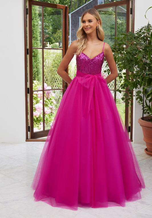 Prom Dresses Sequin A Line Long Formal Prom Dress New Fuchsia