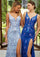 Prom Dresses Prom Long Formal Floral Sequin Dress Royal