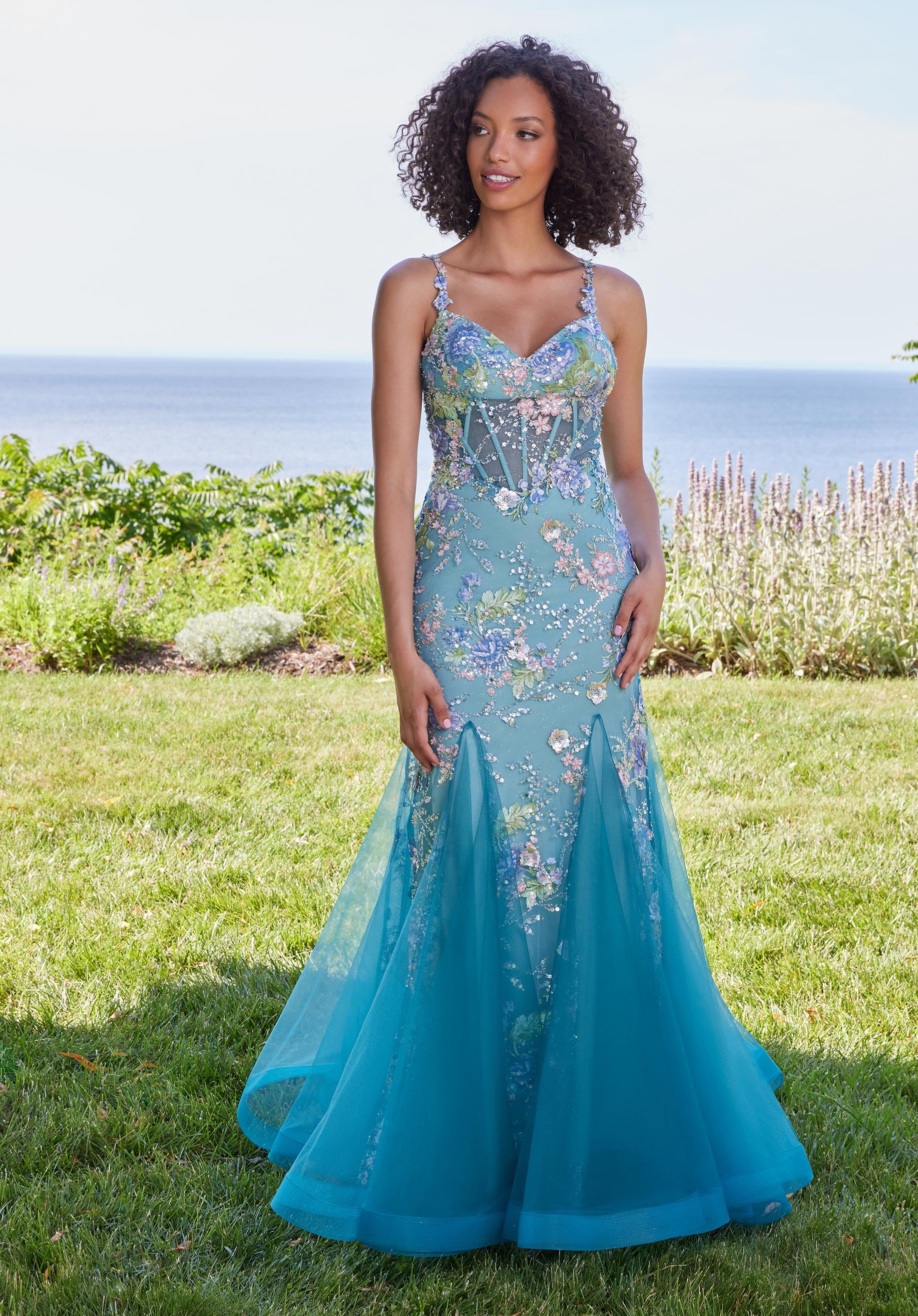 occasions by dress gallery prom and formalwear store Morilee Prom 49130 Long Floral Beaded Mermaid Prom Dress