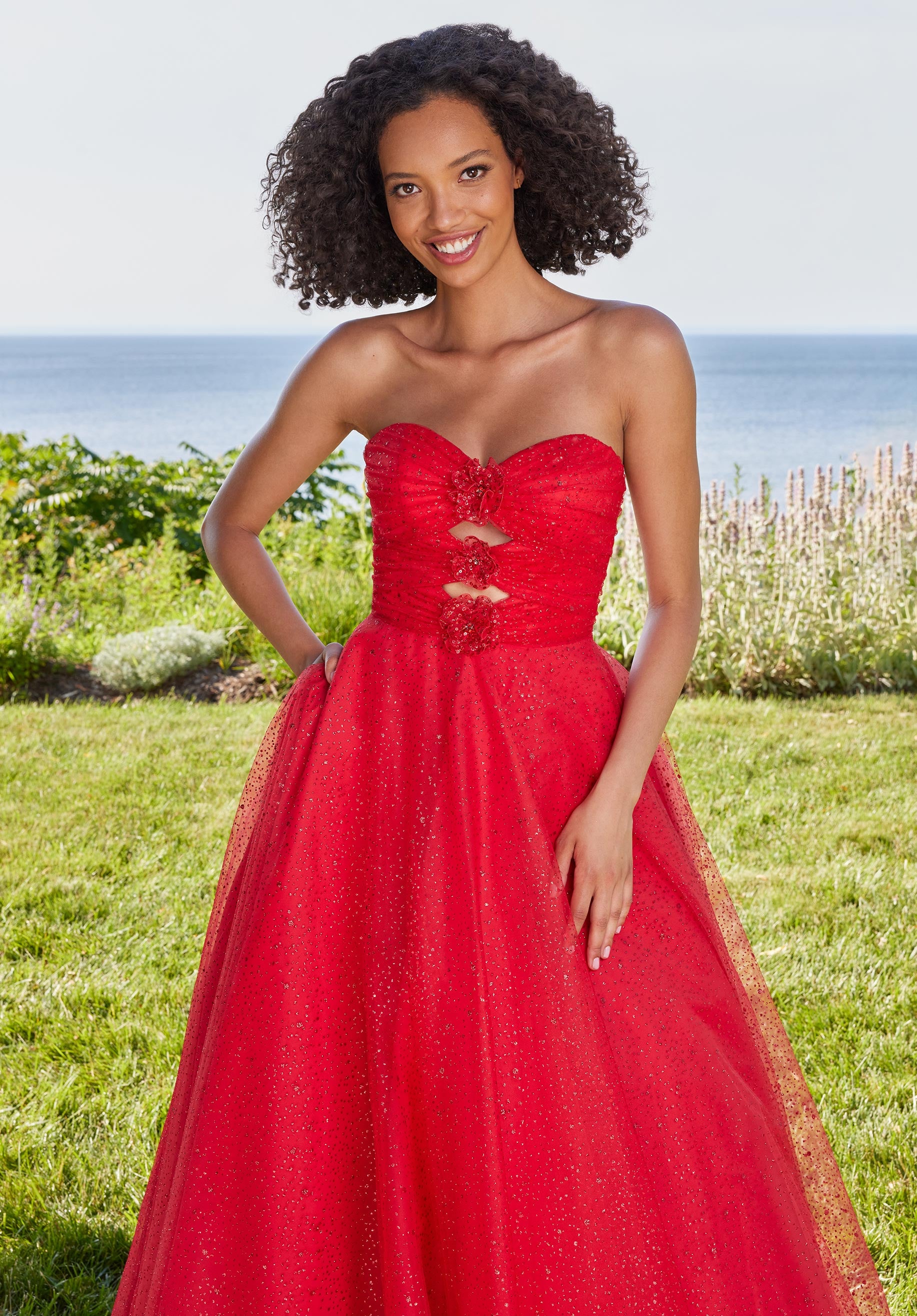 MGNY Madeline Gardner New York 49137 A Line Long Formal Glitter Prom Dress
