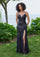 Prom Dresses Long Formal Floral Sequin Lace Prom Dress Black/Black