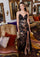 Prom Dresses Long Formal Floral Sequin Lace Prom Dress Black/Gold
