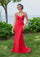 Prom Dresses Fitted Long Formal Beaded Prom Dress  Red