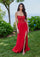 Prom Dresses Long Slit Formal Prom Beaded Dress Red
