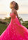Prom Dresses Floral Ball Gowm Long Formal Prom Dress Pink Panther