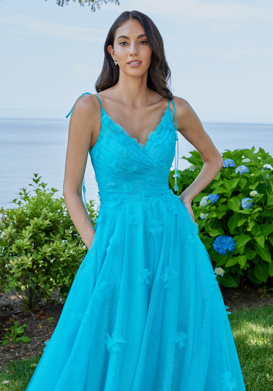 Prom Dresses Ball Gown Long 3D Floral Formal Prom Dress Capri