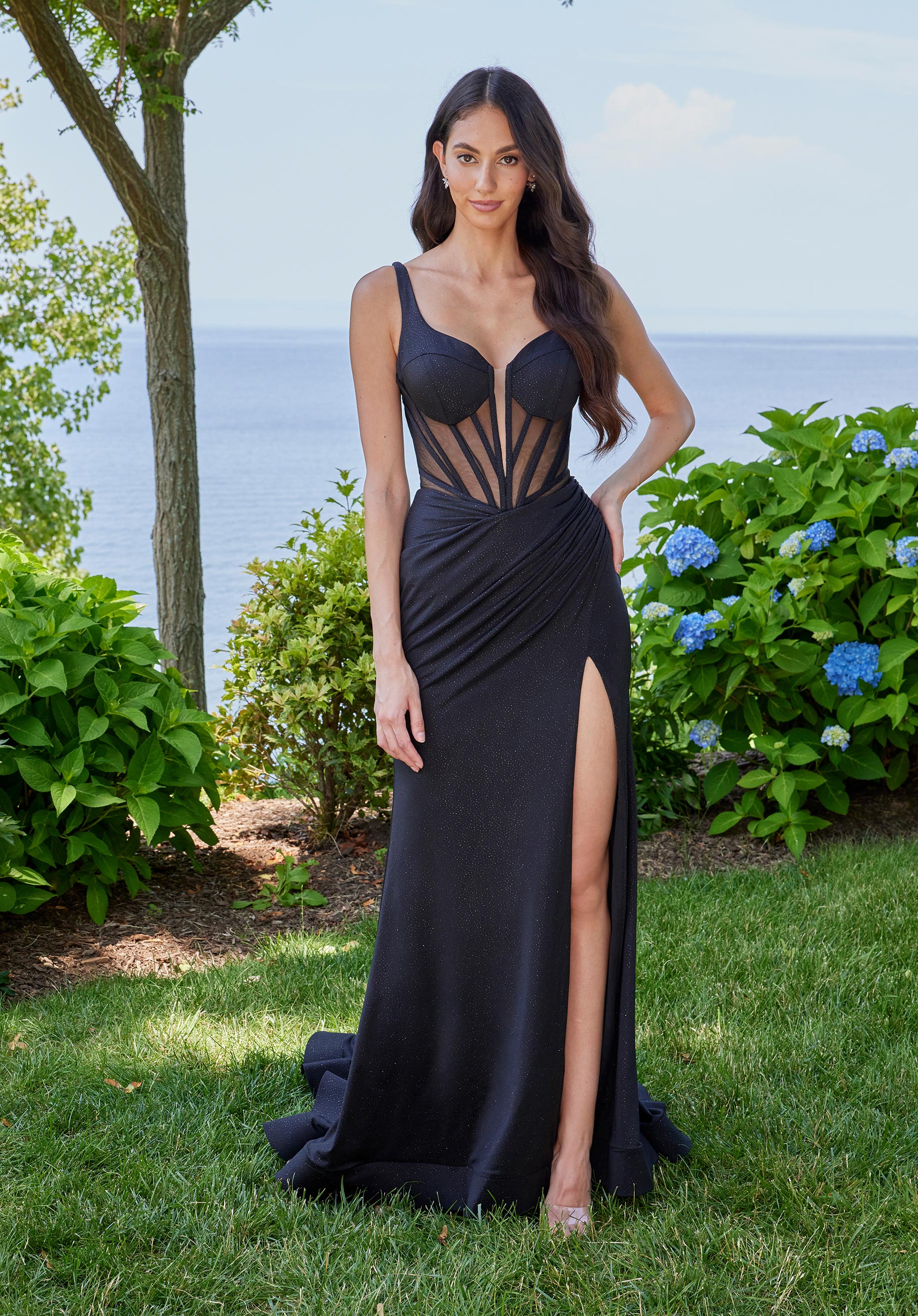 MGNY Madeline Gardner New York 49157 Prom Formal Long Fitted Glitter Slit Dress