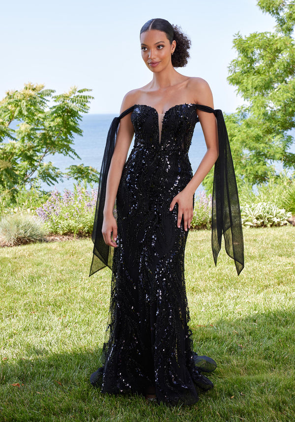 Morilee Prom 49166 Long Formal Prom Pattern Glitter Dress