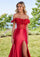 Prom Dresses Long Formal Prom Slit Floral Dress Red