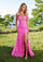 Prom Dresses Long Glitter Formal 3D Floral Prom Dress Hot Pink