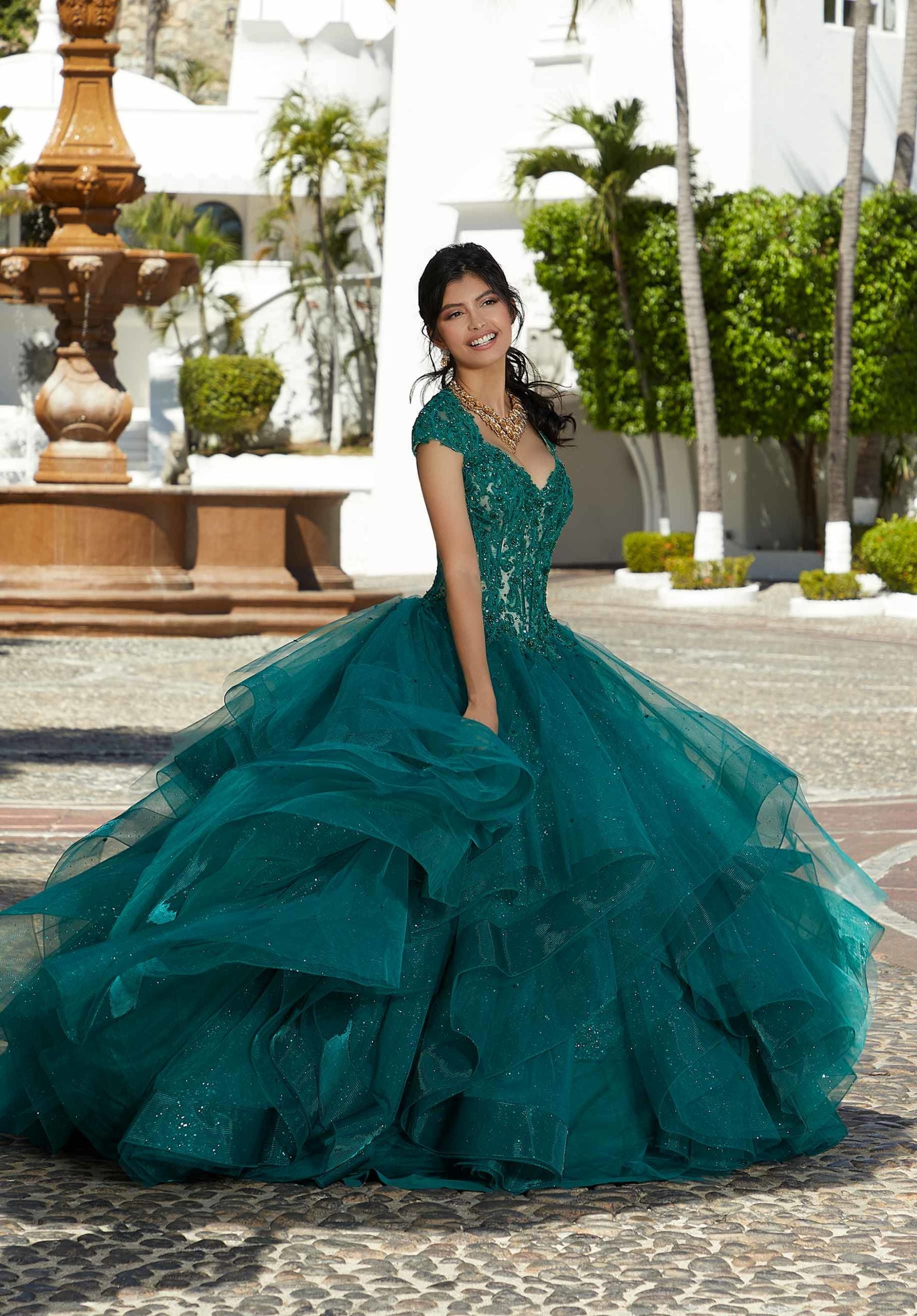 Sweetheart Floor-Length Tulle Quinceañera Ball Gown MGNY 60161