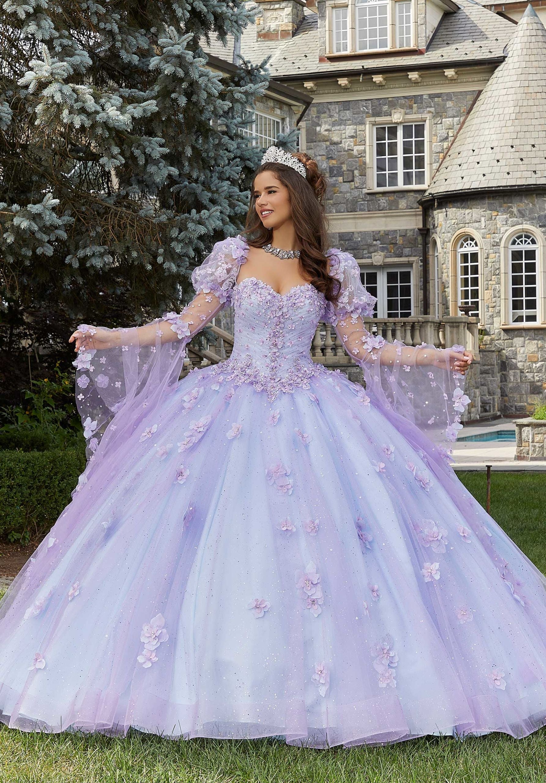 Sweetheart Floor-Length Tulle Quinceañera Ball Gown MGNY Madeline Gardner New York 60174
