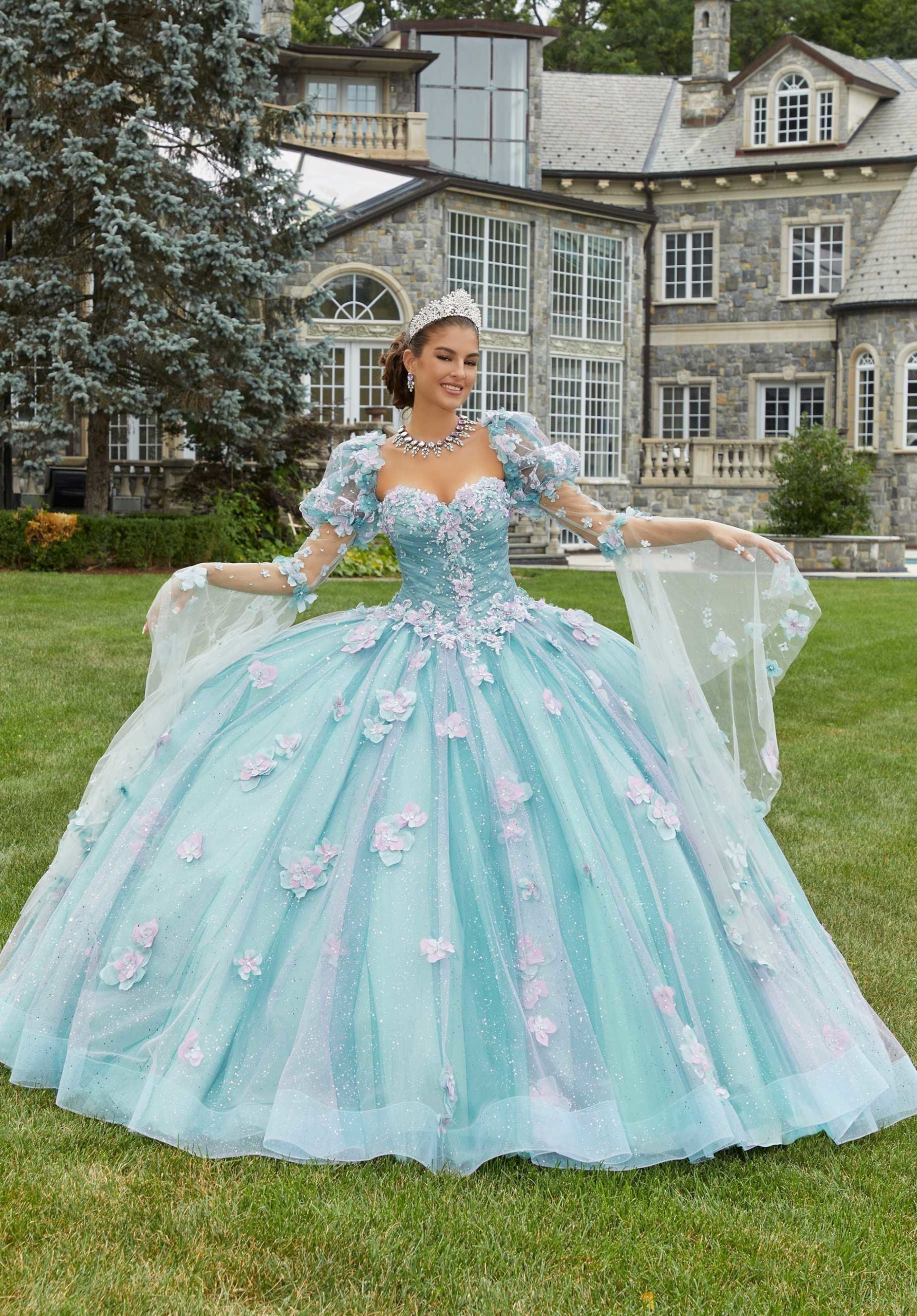 Sweetheart Floor-Length Tulle Quinceañera Ball Gown MGNY Madeline Gardner New York 60174