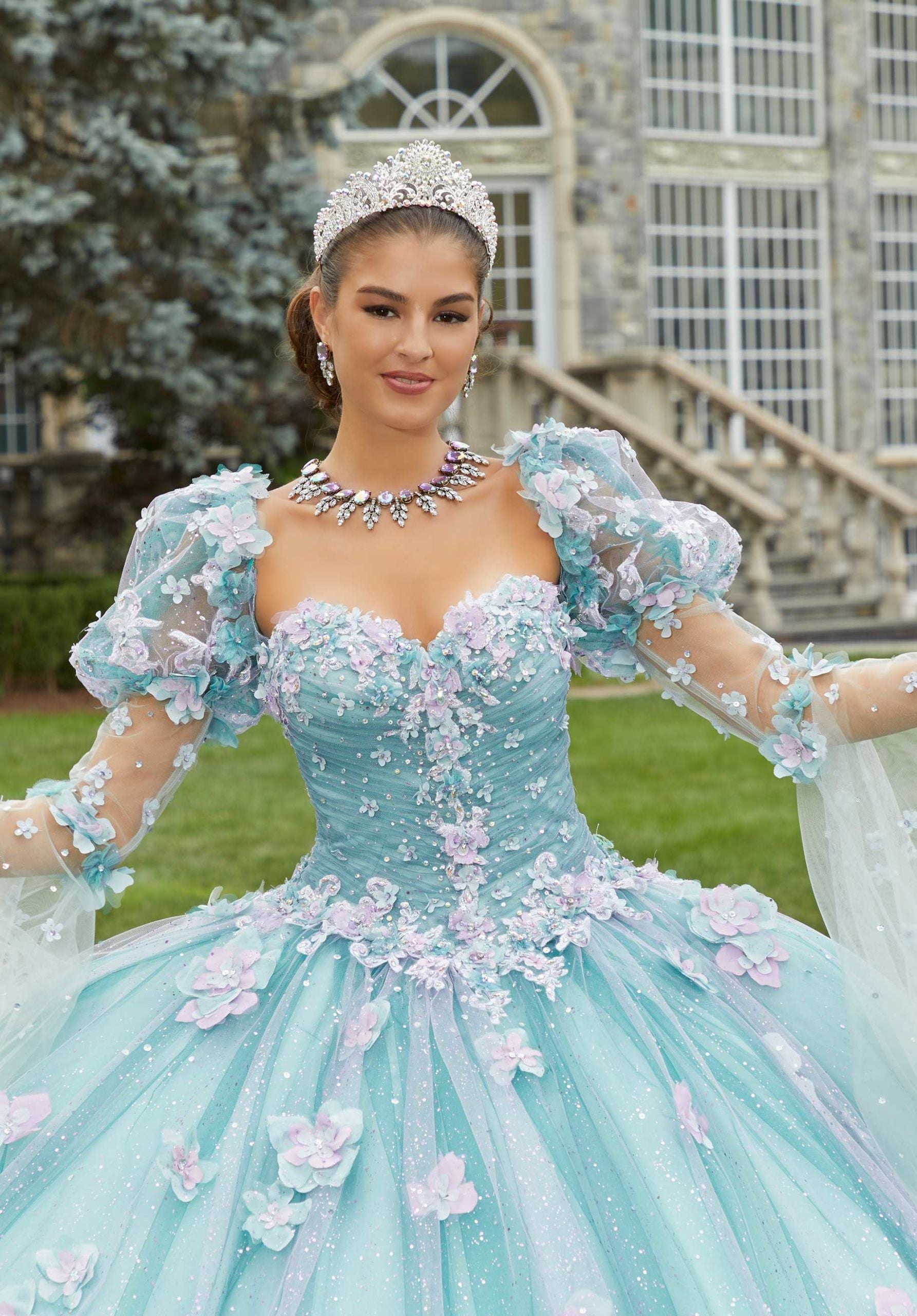 Sweetheart Floor-Length Tulle Quinceañera Ball Gown MGNY Madeline Gardner New York 60174