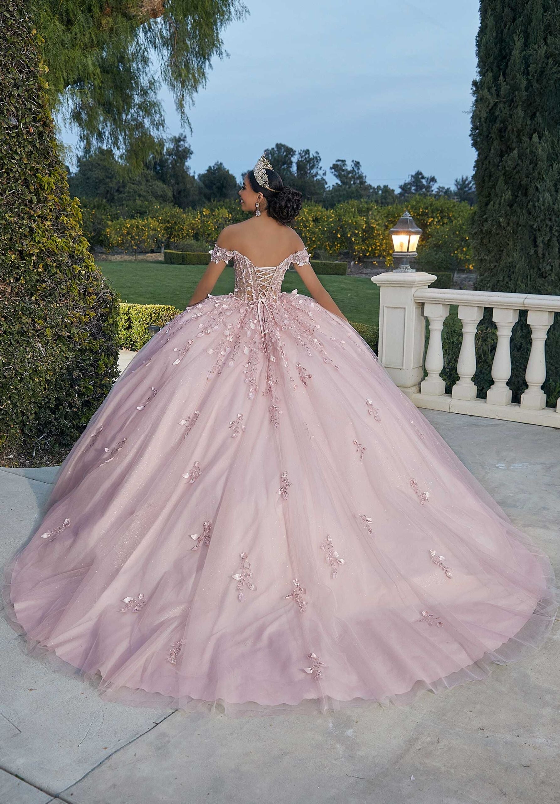 Off-the-Shoulder Floor-Length Tulle Quinceañera Ball Gown MGNY 60181
