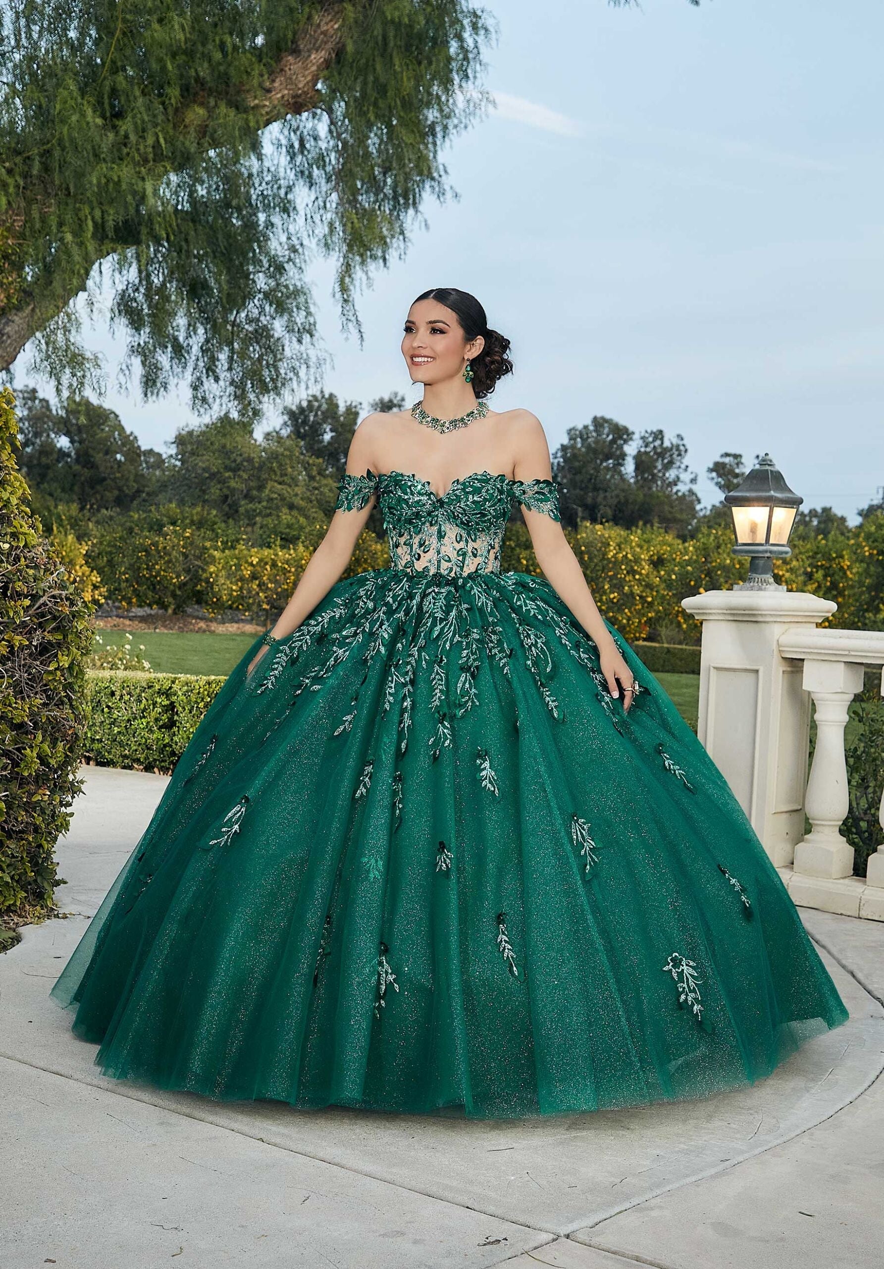 Off-the-Shoulder Floor-Length Tulle Quinceañera Ball Gown MGNY 60181