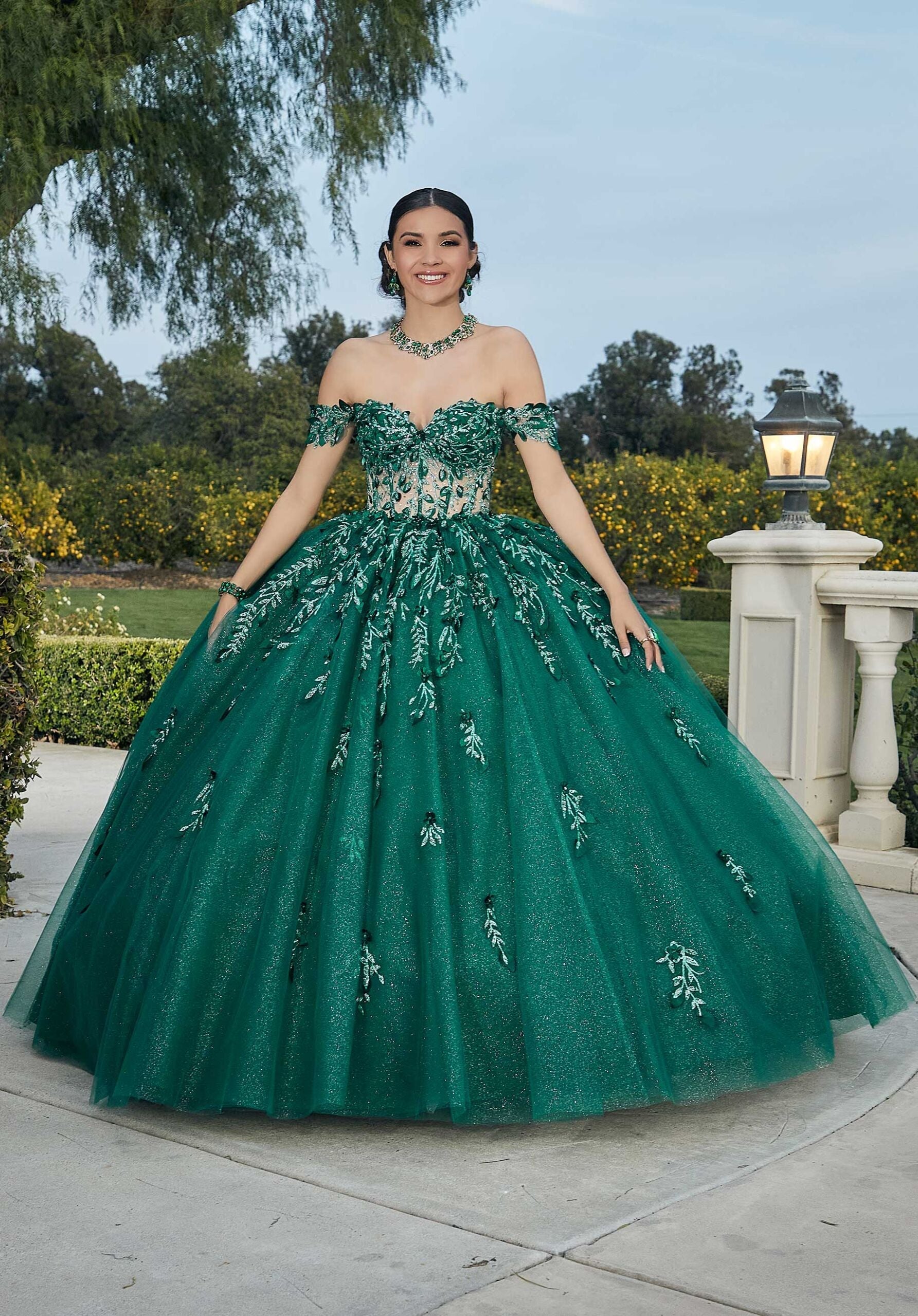 Off-the-Shoulder Floor-Length Tulle Quinceañera Ball Gown MGNY 60181