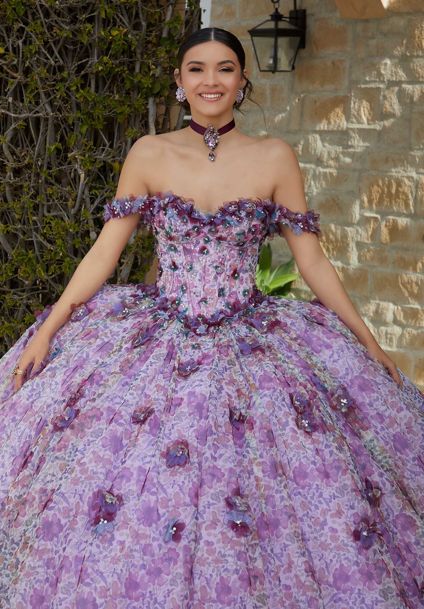 Off-the-Shoulder Floor-Length Tulle Quinceañera Ball Gown MGNY Madeline Gardner New York 60182