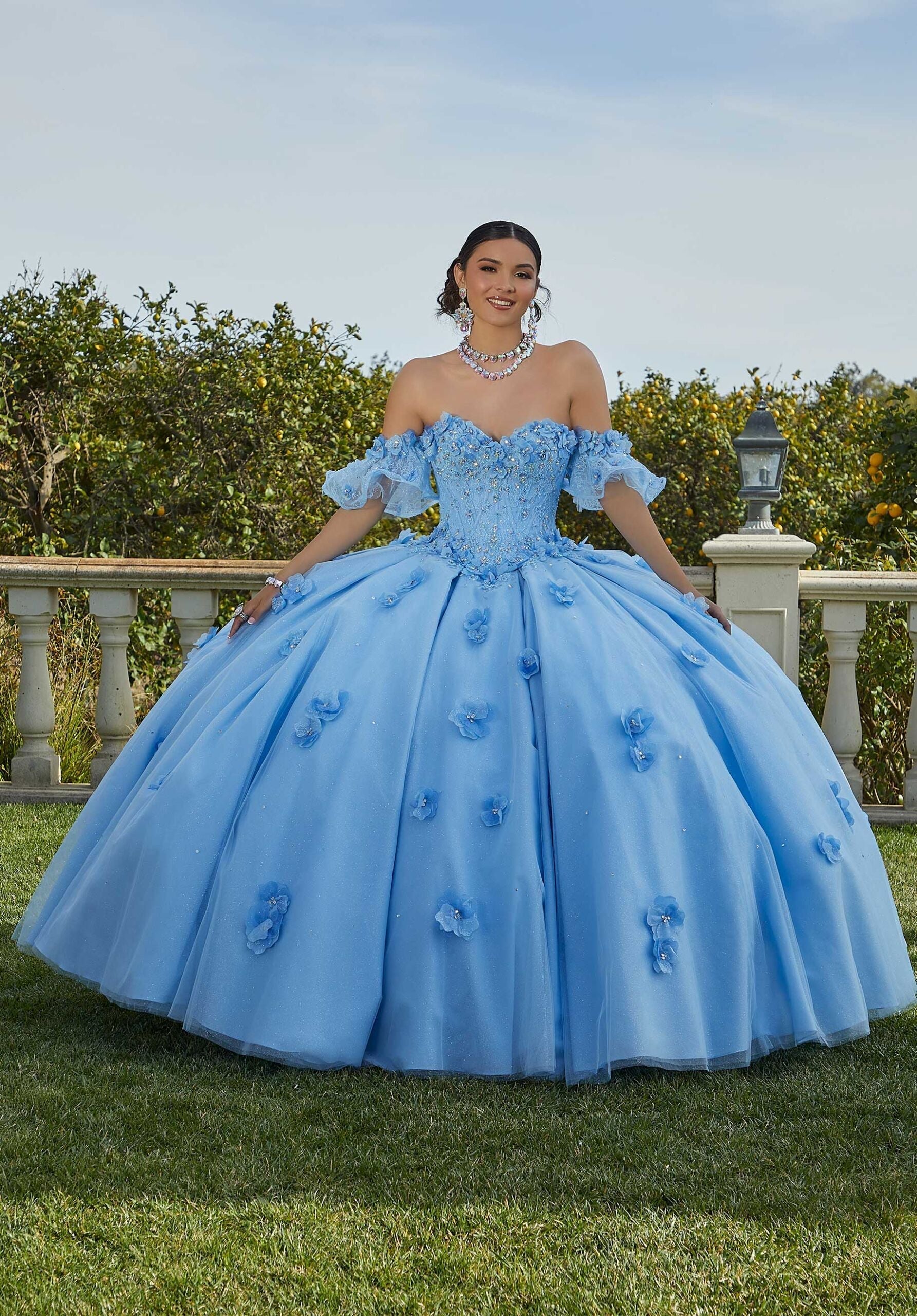 Off-the-Shoulder Floor-Length Tulle Quinceañera Ball Gown MGNY Madeline Gardner New York 60183