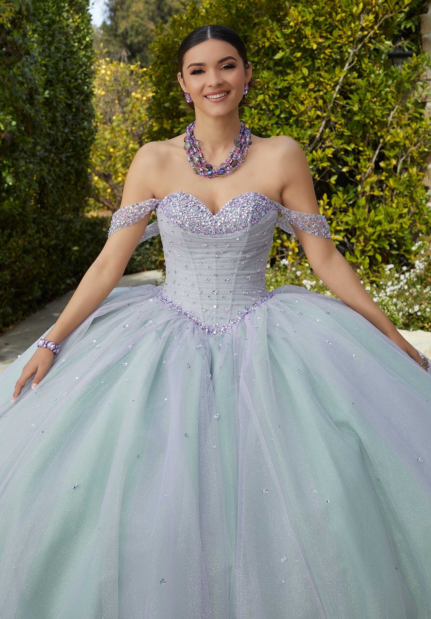 Sweetheart Floor-Length Tulle Quinceañera Ball Gown MGNY 60184