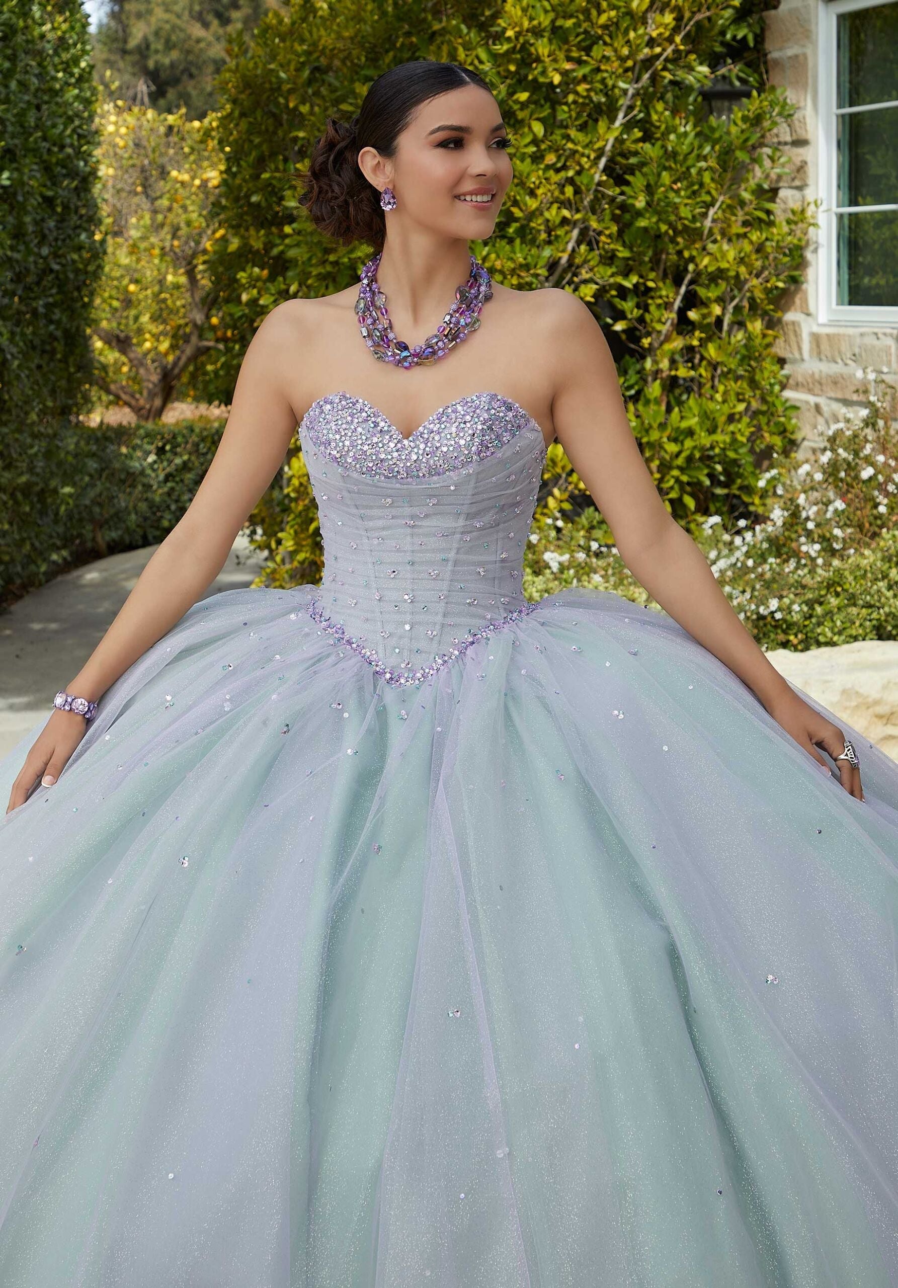 Sweetheart Floor-Length Tulle Quinceañera Ball Gown MGNY 60184