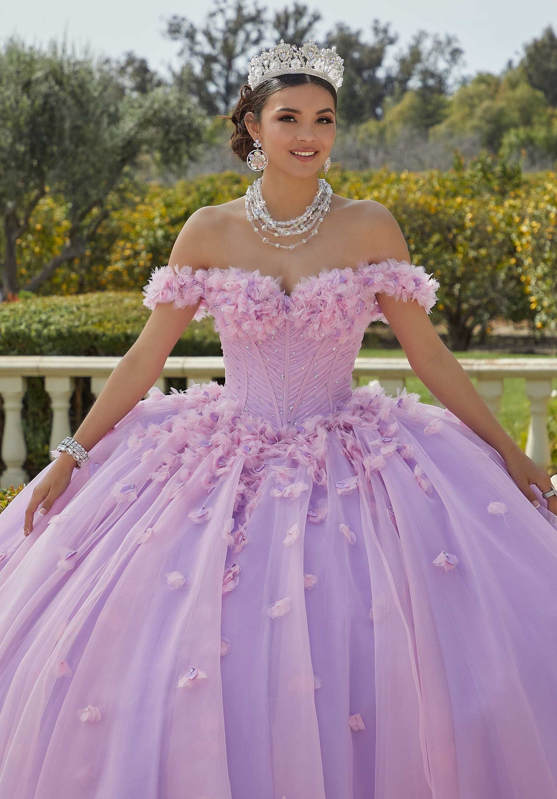 Off-the-Shoulder Floor-Length Tulle Quinceañera Ball Gown MGNY Madeline Gardner New York 60186