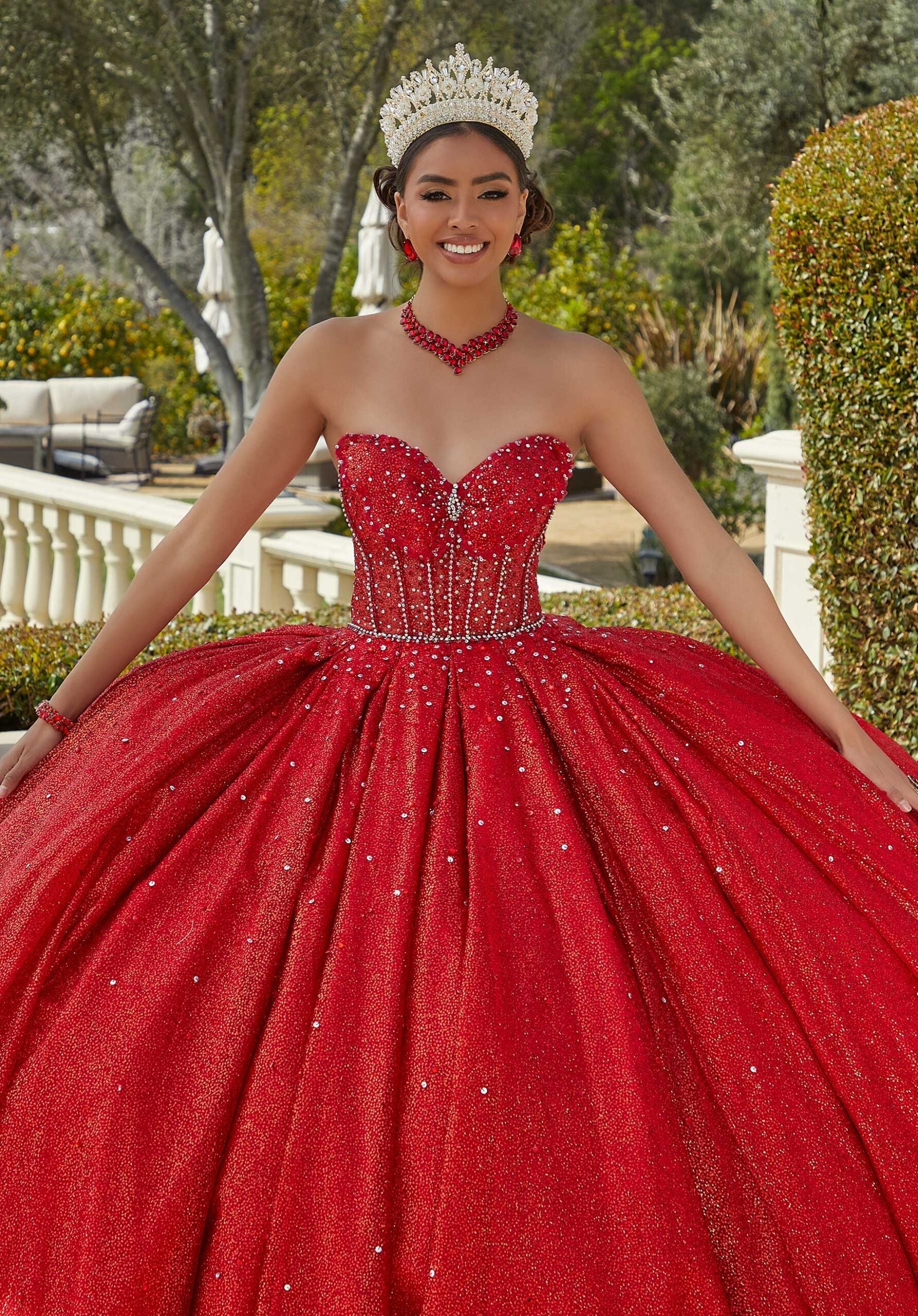 Sweetheart Floor-Length Tulle Quinceañera Ball Gown MGNY Madeline Gardner New York 60187