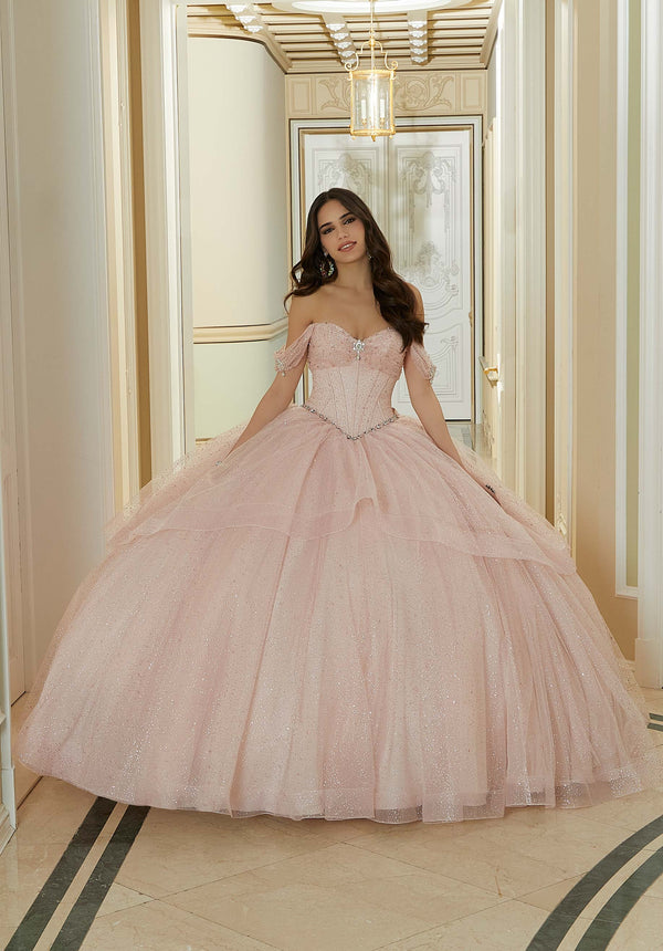 Off-the-Shoulder Floor-Length Tulle Quinceañera Ball Gown MGNY Madeline Gardner New York 60193