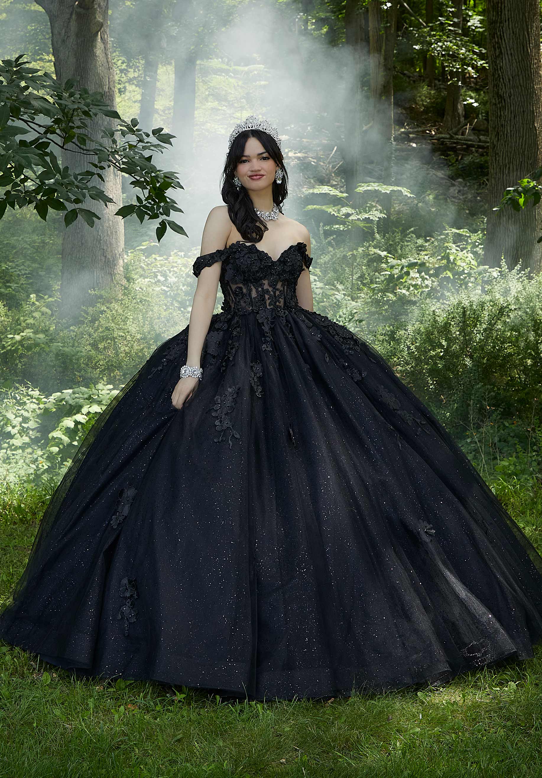 Off-the-Shoulder Floor-Length Tulle Quinceañera Ball Gown MGNY Madeline Gardner New York 60197