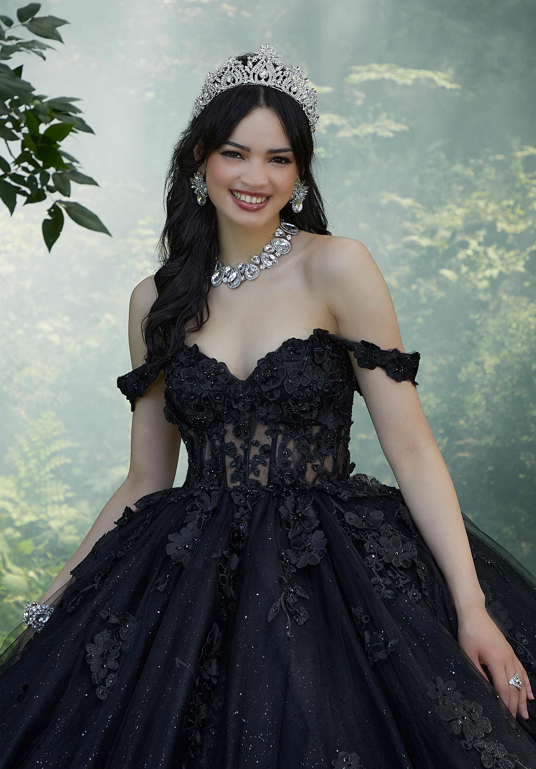 Off-the-Shoulder Floor-Length Tulle Quinceañera Ball Gown MGNY Madeline Gardner New York 60197