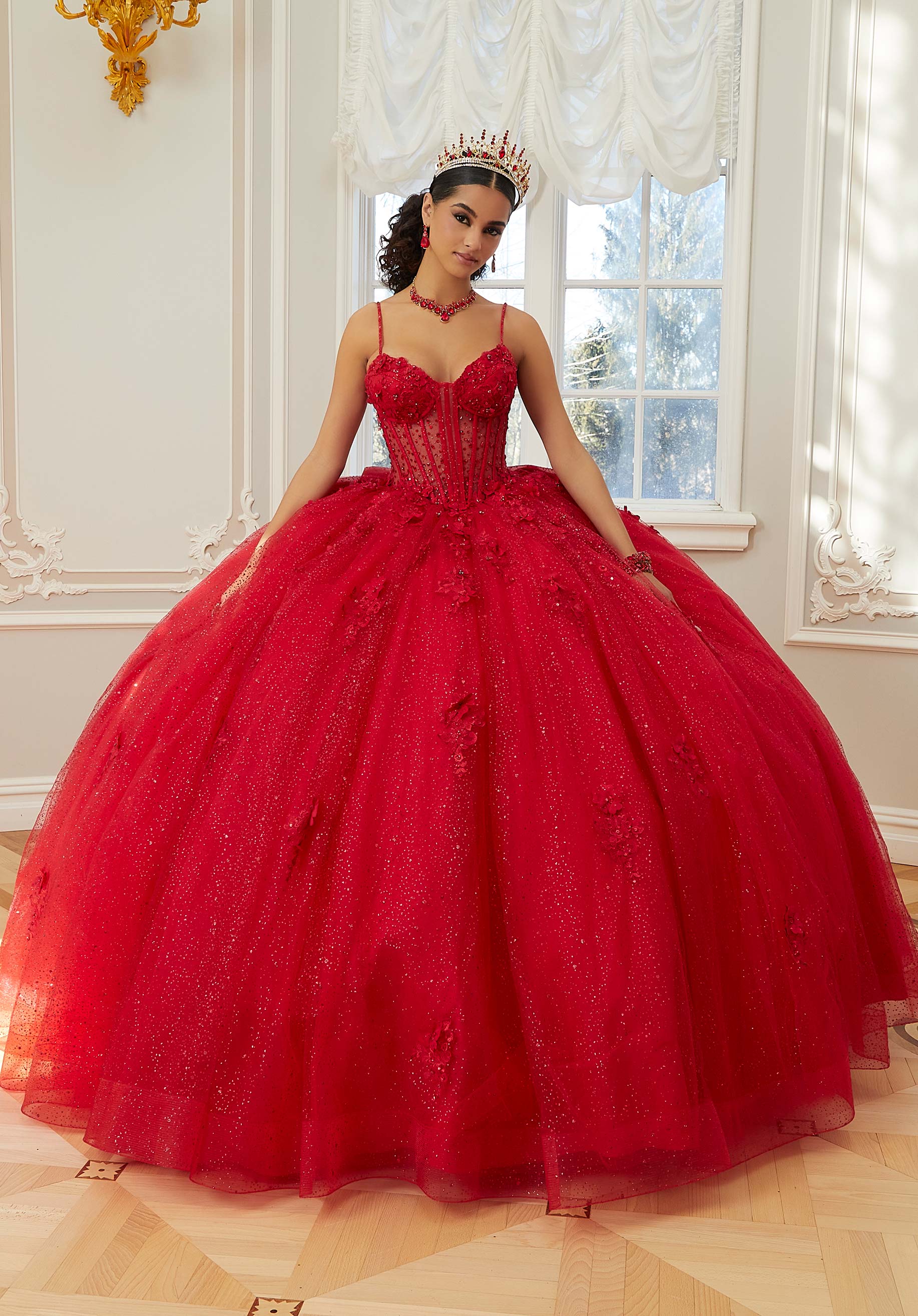 Sweetheart Floor-Length Tulle Quinceañera Ball Gown MGNY Madeline Gardner New York 60206