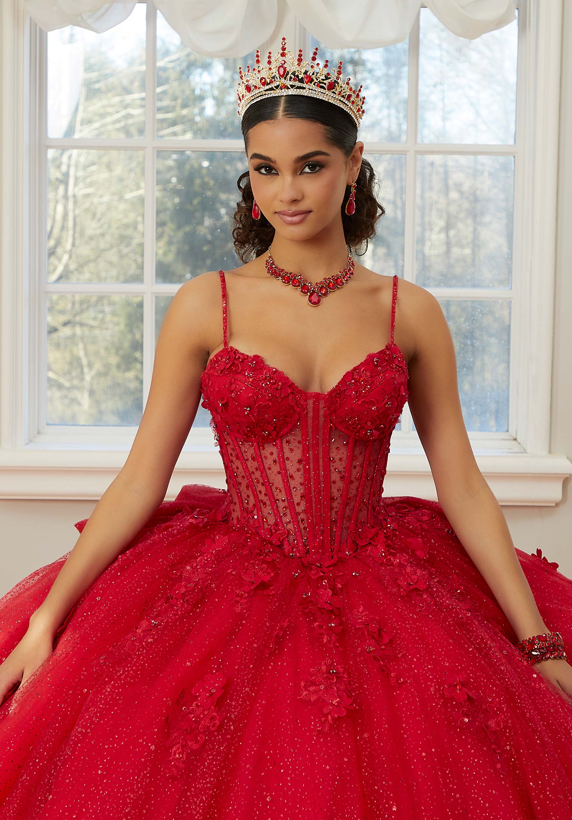 Sweetheart Floor-Length Tulle Quinceañera Ball Gown MGNY Madeline Gardner New York 60206