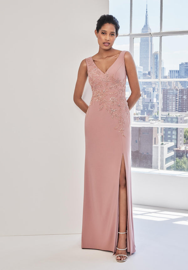 MGNY Madeline Gardner New York 73127 Long Formal Floral Appliqué Evening Dress