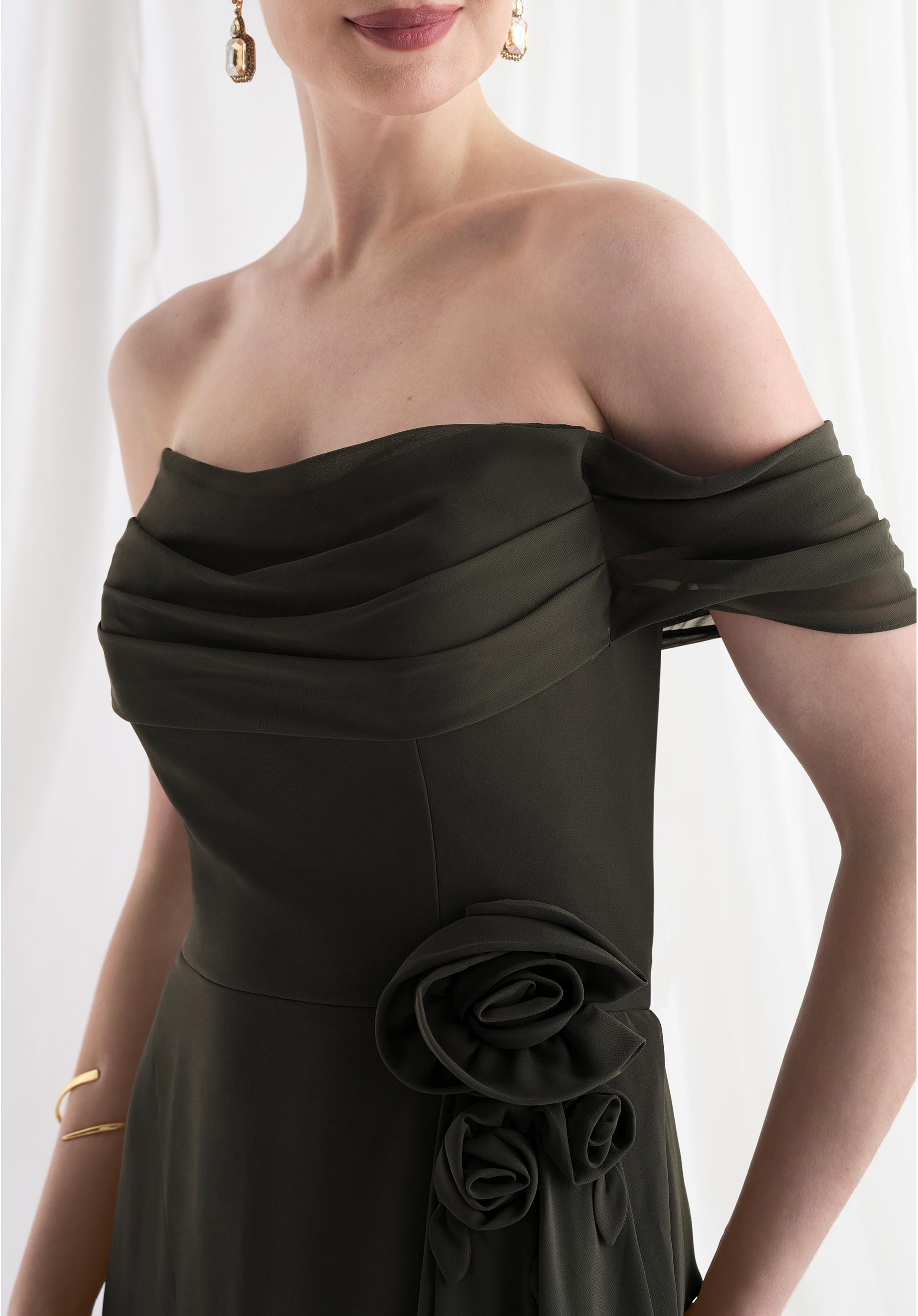 Mother of the Bride Dresses Ruffle Long Formal Mother of the Bride Dress Thyme