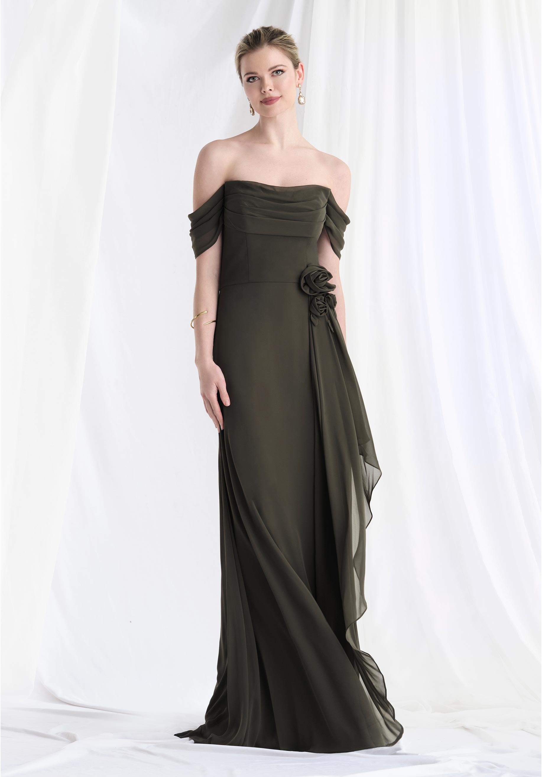 Mother of the Bride Dresses Ruffle Long Formal Mother of the Bride Dress Thyme