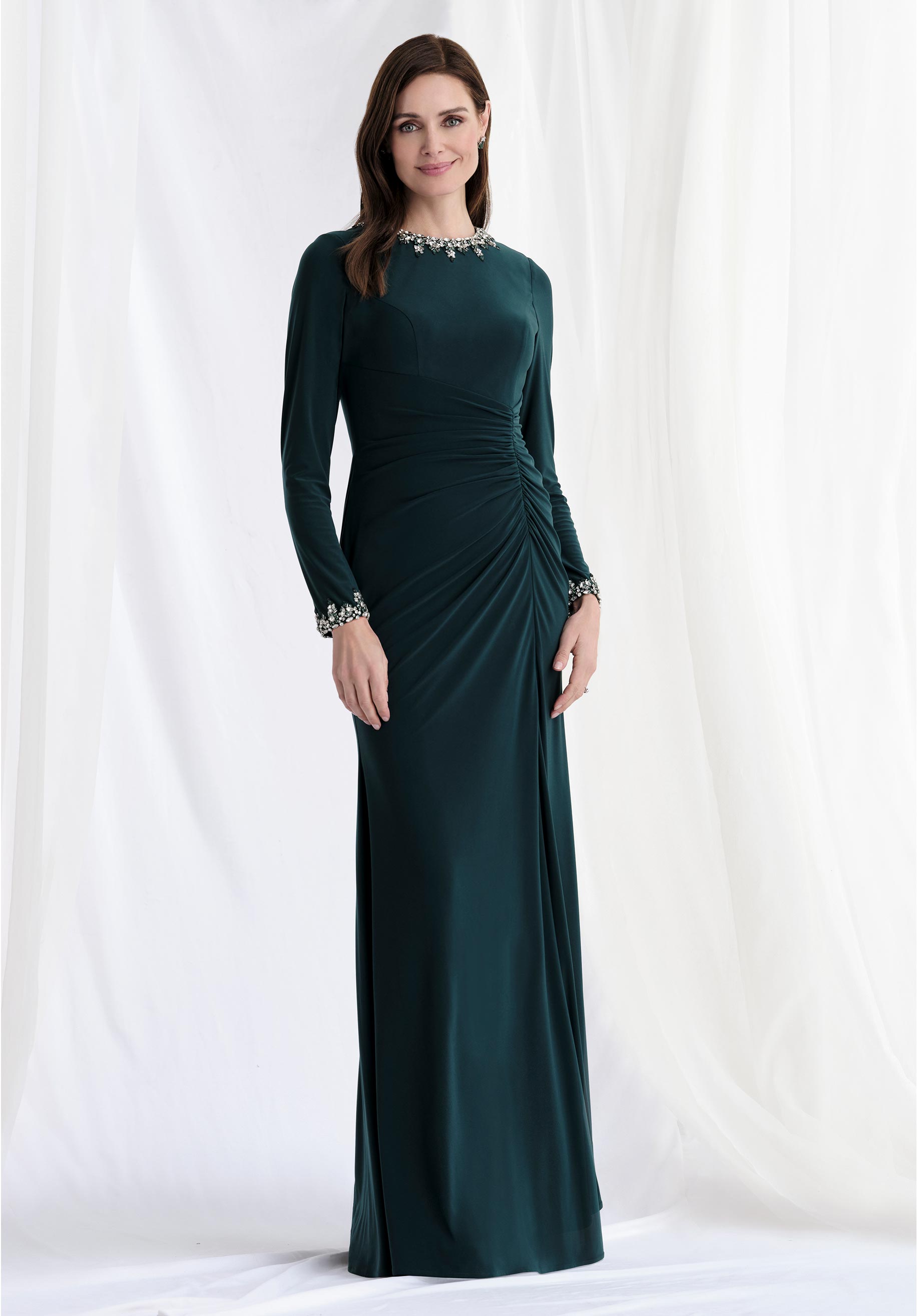 Mother of the Bride Dresses Long Formal Beaded Mother of the Bride Dress Emerald