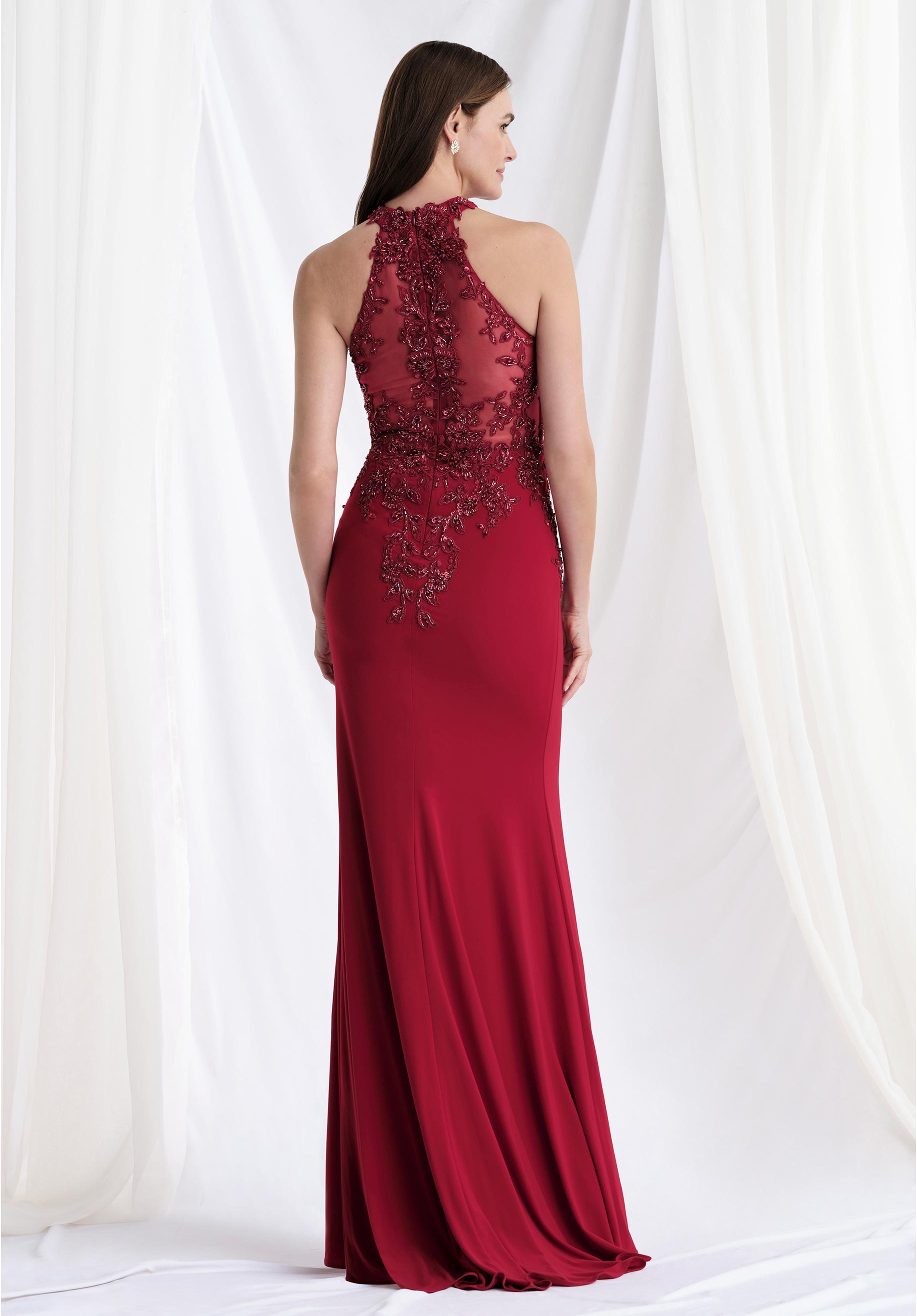 Formal Dresses Beaded Applique Long Formal Dress Red