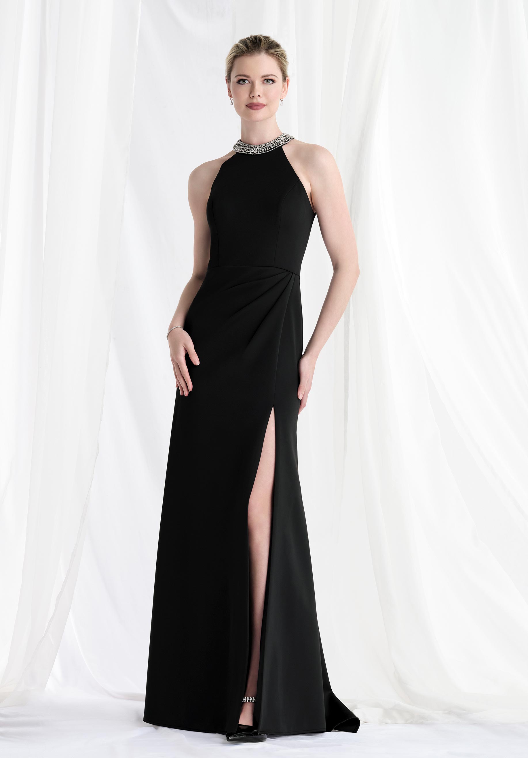 Formal Dresses Beaded Slit Long Formal Dress Black