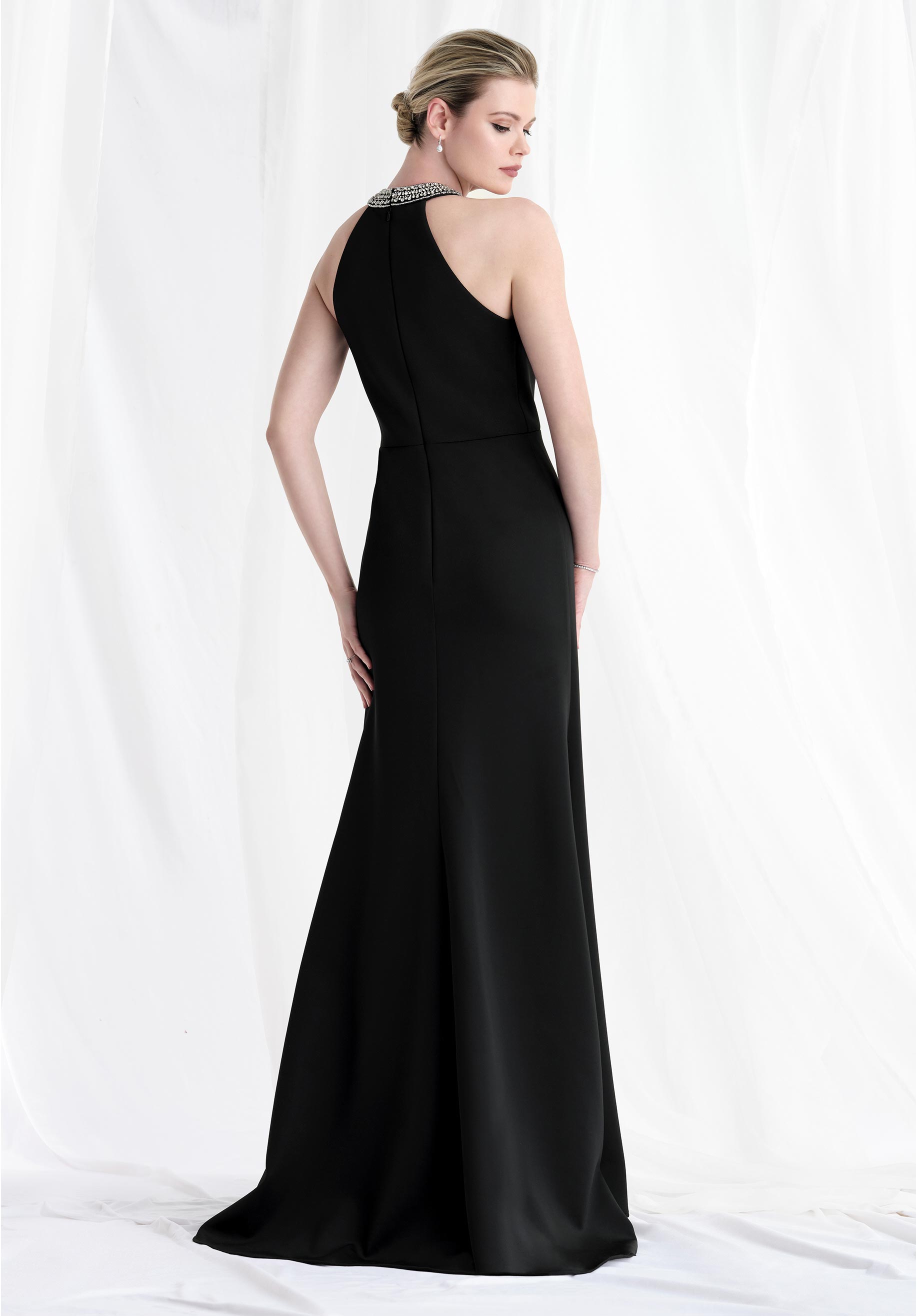 Formal Dresses Beaded Slit Long Formal Dress Black